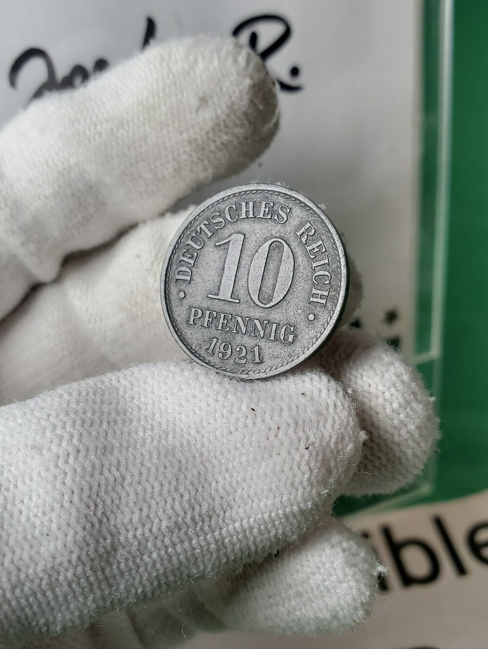 1921 Germany 10 Pfennig – UNC Weimar Zinc Deep Charcoal Tone - Picture 4 of 11